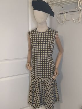 Vintage 60s Eve Le Coq Dress Mod Drop Waist Sleeveless SZ M